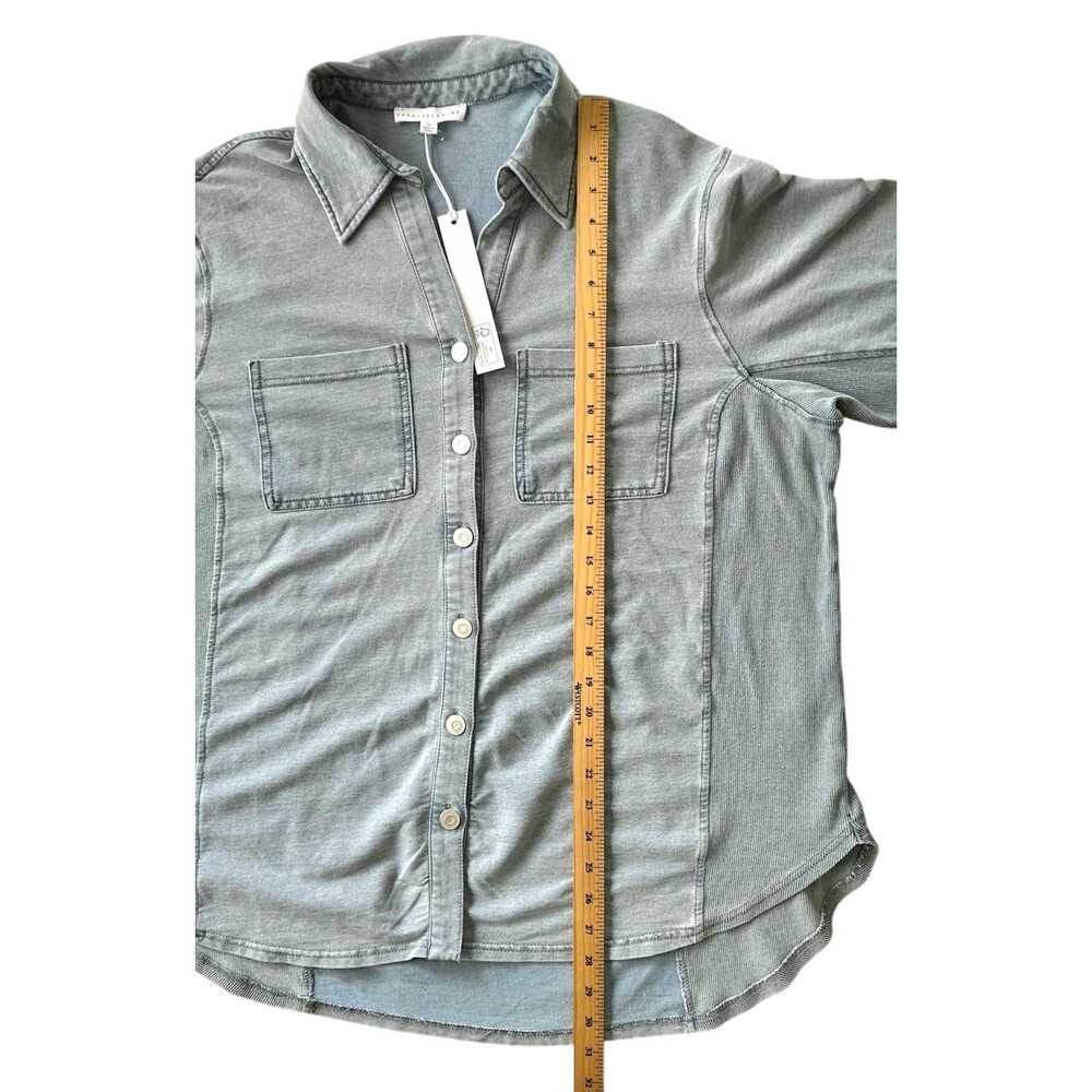 Jane & Delancey Women's Button Down Shirt Top Denim Look Plus Size 1X Light Blue - Picture 8 of 8
